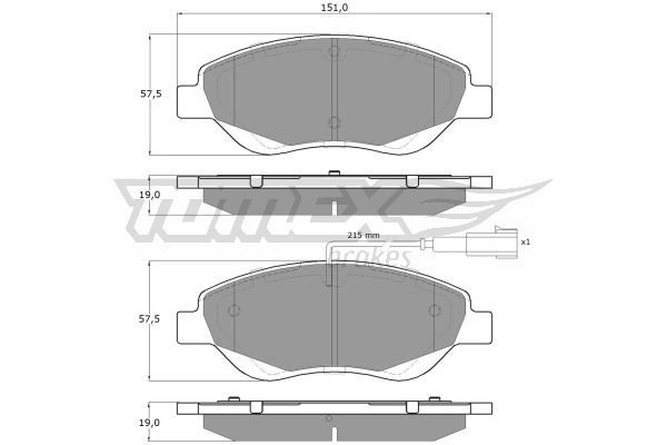 TOMEX BRAKES Piduriklotsi komplekt,ketaspidur TX 12-50